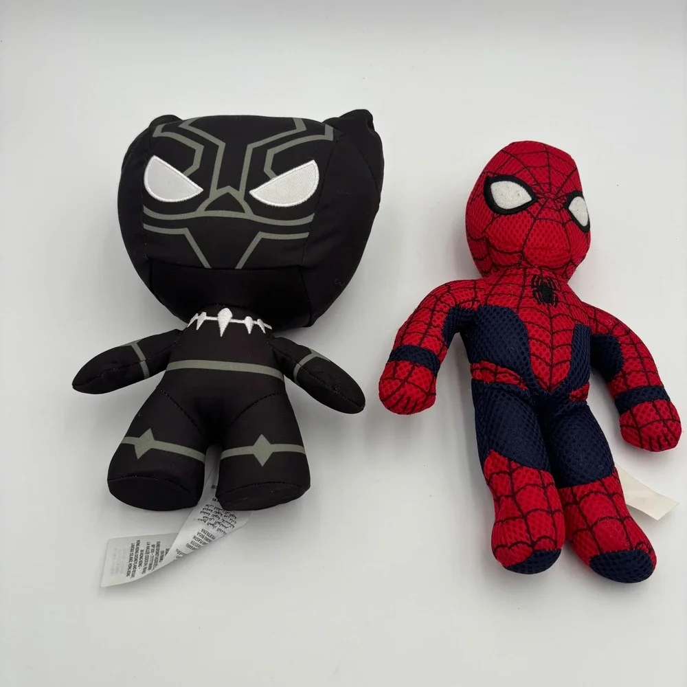 Disney Marvel Plush Lot Kids 9-10in Black Red Excellent Black Panther Spider-Man